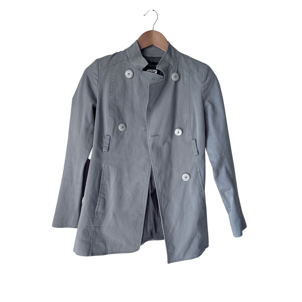 Patrizia Pepe Firenze Gray Double Breasted Military Cotton Jacket Italy Size 40